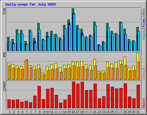 Daily usage for July 2025